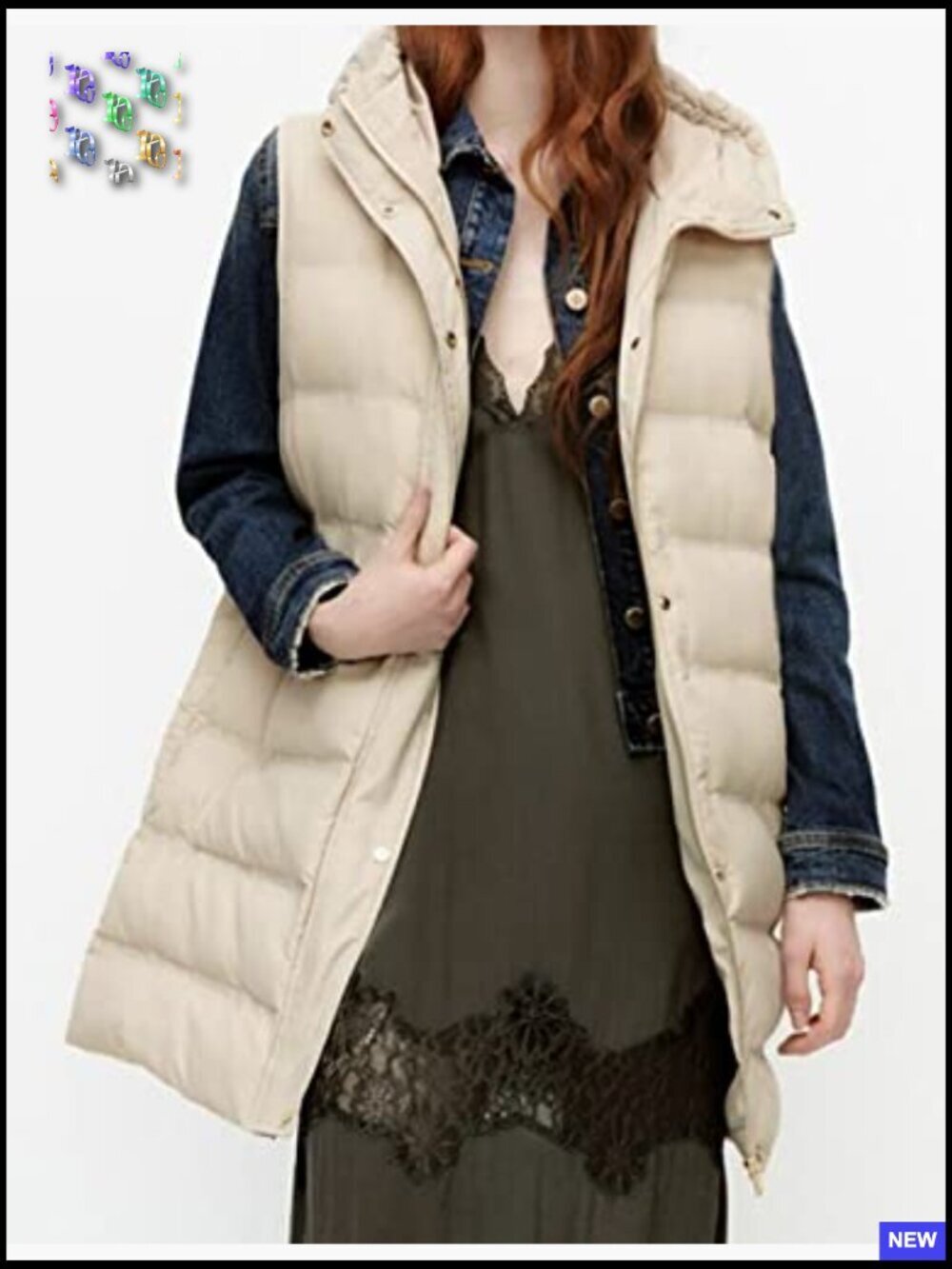 Long Quilted Puffer Vest Sleeveless Hooded Outerwear Jacket Chic Oversized - Picture 4 of 7